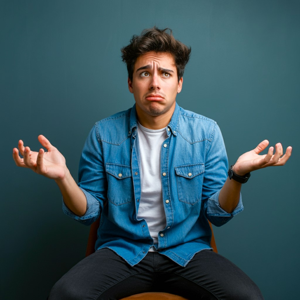A man who seems to be experiencing a dpdr mental health disorder sitting on a chair.